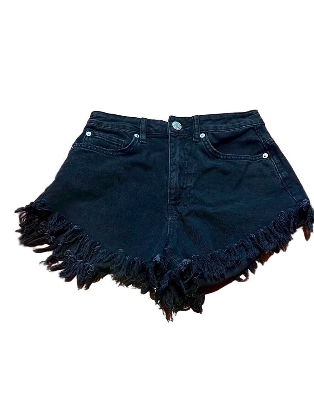 Garage Fringed Black Denim Shorts Size 01
